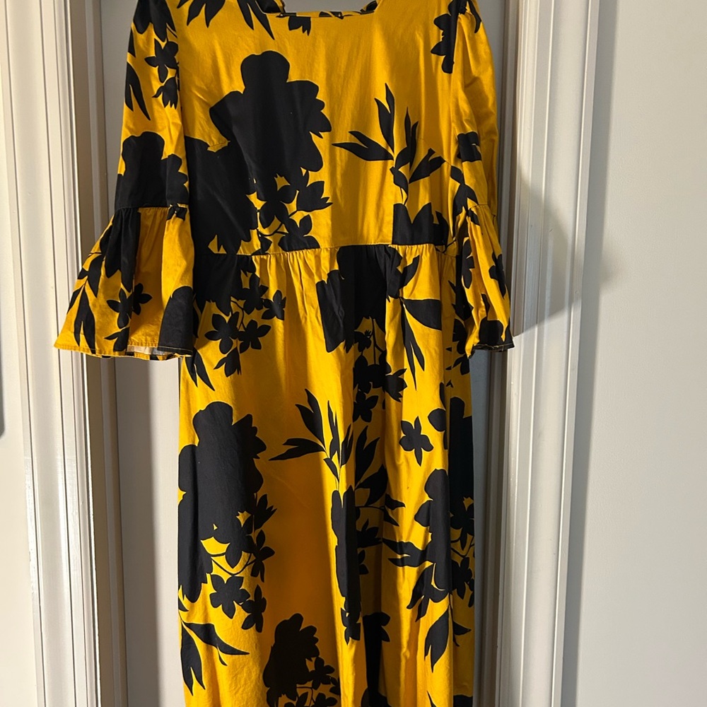 Floral Yellow and Black Dress